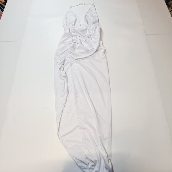 Superdown Mia Drape Slit Dress in White Small - Picture 2 of 14